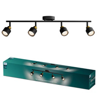 Reflektorové stropné svietidlo 4x GU10 čierno-medené Niall Philips