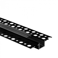 Hliníkový LED profil pre sadrokartón REGIPS Zapustený pod omietku Čierny 2 m s priehľadným difúzorom pre LED pásy + krytky Ecolight série GP