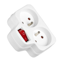 Rozdeľovač elektrickej siete 2x 2P+0 Zlodej 2 zásuvky s uzemnením + vypínač VAYOX