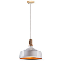 Závesné svietidlo E27 Biele tienidlo s dreveným povrchom VT-7545 V-TAC