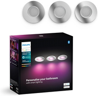 3x zapustené svietidlo LED Hermetic IP44 do kúpeľne 4,2W 400lm IP44 Biela a farebná Ambiance RGB + TW Chrome Smart SMART Zigbee Bluetooth Xamento Philips HUE