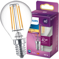 LED žiarovka E14 guľka P45 4,3W = 40W 470lm 2700K teplá biela FILAMENT LED Classic Philips
