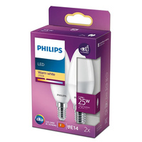 Sada 2x LED žiarovka E14 B35 2,8W = 25W 250lm 2700K teplá biela PHILIPS