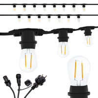 Záhradná vonkajšia svetelná reťaz Girland 15m 15xE27 + LED žiarovky 2W 3000K Lumiled