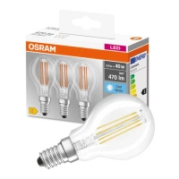 3x LED žiarovka P45 guľka E14 4W = 40W 470lm 4000K neutrálna biela 300° BASE Osram