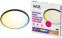 Plafond LED stropné svietidlopovrchovou montážou 14W 1300lm 2700-6500K TW 24,2cm čierne okrúhle Smart SMART WiFi Bluetooth aplikácia Superslim WiZ