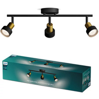 Reflektorové stropné svietidlo 3x GU10 čierne-medený vodič Philips