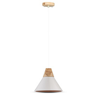 Závesné svietidlo E27 Biele tienidlo s dreveným povrchom VT-7425 V-TAC