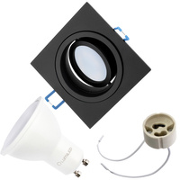 Svietidlo HALOGEN GU10 MR16 Square Black CASSIO LUMILED + LED žiarovka GU10 6W = 60W 580lm teplá biela