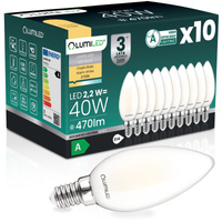 10x LED žiarovka E14 sviečka B35 2,2W 470lm = 40W 2700K teplá biela 360° Filament CLASS A LUMILED