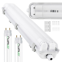 Ohňovzdorné svietidlo 60cm 2xT8 G13 IP65 + 2x LED žiarivky 9W 4000K Lumiled