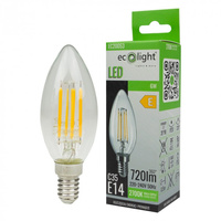LED žiarovka B35 E14 6W 720lm 2700K teplá biela FILAMENT Ecolight