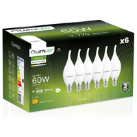 6x LED žiarovka E14 Candle BA35 7W = 60W 806lm 4000K neutrálna biela 360° LUMILED