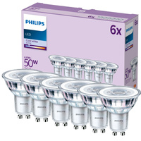 6x LED žiarovka GU10 reflektor PAR16 4,6W = 50W 390lm 4000K neutrálna biela 36° EC Multipack Philips