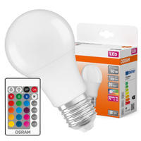 2x LED žiarovka A60 E27 9,4W = 60W 806lm 2700K RGBW 200° stmievateľná pilotná retrofit žiarovka Osram