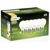 6x LED žiarovka E14 Ball P45 7W = 60W 806lm 3000K teplá biela 360° FILAMENT LUMILED