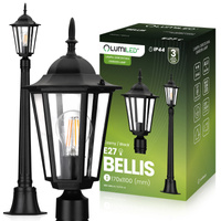 Vonkajšie záhradné svietidlo E27 LAMppost 1m Black BELLIS LUMILED