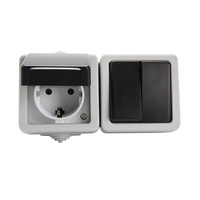 Lustrová zásuvka Ochrana 10A Uzemnenie IP54 Obdĺžniková sivá TEKNO Kanlux