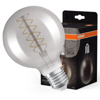 Dekoratívna LED žiarovka G95 Sphere E27 7,8W = 30W 360lm 1800K teplá biela 320° Smoke Filament Dimmable Vintage 1906 Osram