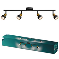 Reflektorové stropné svietidlo 4x GU10 čierne-medený vodič Philips