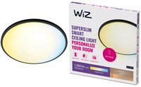 Plafond LED stropné svietidlopovrchovou montážou 16W 1500lm 2700-6500K TW 29,2cm čierne okrúhle Smart SMART WiFi Bluetooth App Superslim WiZ