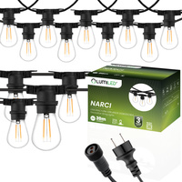 Záhradná vonkajšia svetelná reťaz Girland 20m 20x žiarovky E27 1W 2700K NARCI Lumiled