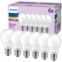 6x LED žiarovka E27 A60 7W = 60W 806lm 2700K teplá biela 300° FILAMENT EC Multipack Philips