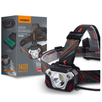 Dobíjacia čelovka LED 20W 1400lm Senzor pohybu USB- C Powerbank 5 režimov Vodotesné IP65 Videx