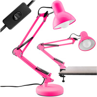 Stolová kresliaca lampa E27 TOBI Pink Lumiled + stolový držiak