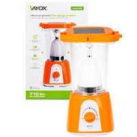 Nabíjateľná kempingová baterka 710lm 6000K Solárna USB Powerbank VA0125 VAYOX
