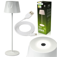 LED záhradná lampa Stojace dekoratívne stolové nočné svetlo USB stmievateľné dotykové biele FIORA LUMILED