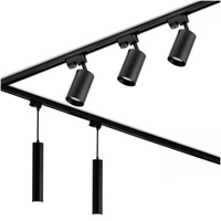 Sada osvetľovacích líšt 3 m + 5x GU10 Busbar Spotlight + uhlový spínač čierna LUMILED