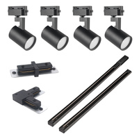 Súprava prípojnice 1-fázová lišta + 4x reflektor GU10 čierny LYNX Sanico Goldlux