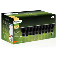 10x LED GU10 reflektor PAR16 6W = 50W 580lm 3000K teplá biela 120° čierna LUMILED