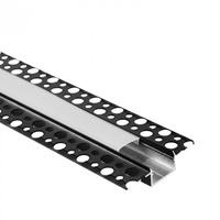 Hliníkový LED profil pre sadrokartón REGIPS široký pod omietku čierny 1m s mliečnym tienidlom pre LED pásy + krytky Ecolight GPS series