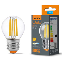 LED žiarovka E27 G45 guľka 6W = 60W 806lm 3000K teplá biela 360° FILAMENT Videx