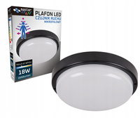 Plafond LED stropné svietidlo 18W 2700K Neutrálne 120° so senzorom pohybu čierne IP54 Max.