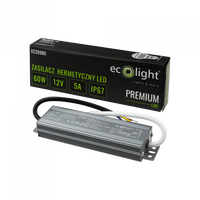 Napájací zdroj LED pásov hermetický 60W 12V 5A IP67 PREMIUM Ecolight