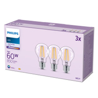Sada 3x LED žiarovka E27 A60 7W = 60W 850lm 4000K neutrálna biela vlákno PHILIPS