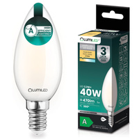 LED žiarovka E14 sviečka B35 2,2W 470lm = 40W 2700K teplá biela 360° Filament CLASS A LUMILED