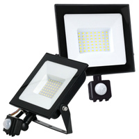 Vonkajšie LED reflektory Garden 50W 4270lm 4000K neutrálna biela 120° so senzorom pohybu IP44 IK05 Black MHC Kobi