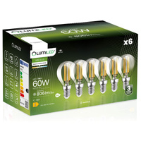 6x LED žárovka E14 Ball P45 7W = 60W 806lm 4000K Neutral 360° FILAMENT LUMILED