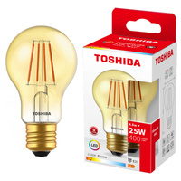LED žiarovka E27 A60 4,5W = 25W 400lm 2200K teplá biela Filament Amber TOSHIBA