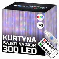Dekoratívne LED svetelné závesy USB 5V 300xLED s diaľkovým ovládaním RGB Masterled