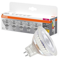 5x LED žiarovka MR16 reflektor GU5.3 3,8W = 35W 345lm 2700K teplá biela 12V 36° BASE Osram