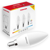 3PAK LED žiarovka E14 C37 4,7W = 40W 806lm 3000K teplá biela 220° Milky TOSHIBA