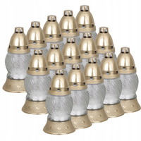 Sada 15x Sklenená sviečka na 8h náplň Celoročne na hrob 16cm