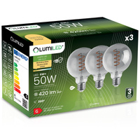 3x LED žiarovka E27 Sphere G95 6W = 50W Dekoratívna 360° LUMILED