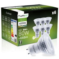 6x LED žiarovka GU10 Reflector PAR16 8W = 80W 650lm 4000K Neutrálna 36° Stmievateľná LUMILED