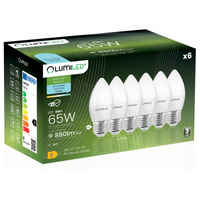 6x LED E14 CANDLE 8W = 60W 6500K studená biela CCD žiarovka